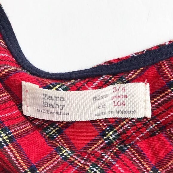 Zara red tarragon plaid ruffle blouse EUC 3/4T - Picture 4 of 5